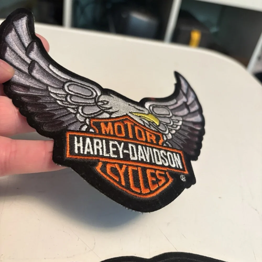 PAIR Harley Davidson MOTOR CYCLES Large PatchES BRAND NEW Eagles Black